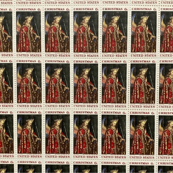 Christmas Stamp 1968 Van Eyck National Gallery of Art 6 Cent Sheet of 50 Mint - Picture 11 of 14